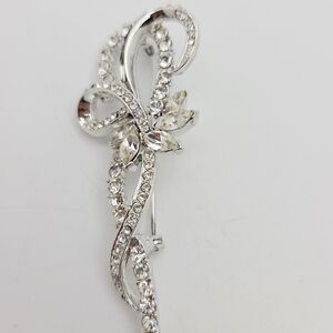 Coro Silver Crystal Swirl Brooch